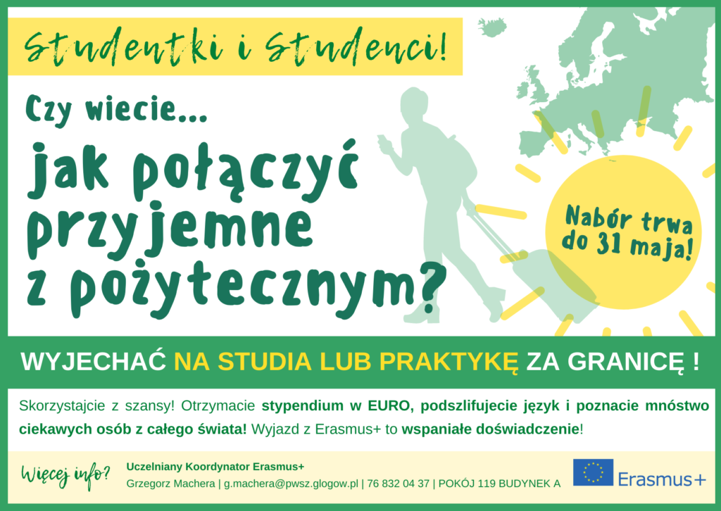 plakat: rekrutacja studentów na wyjazdy zagraniczne