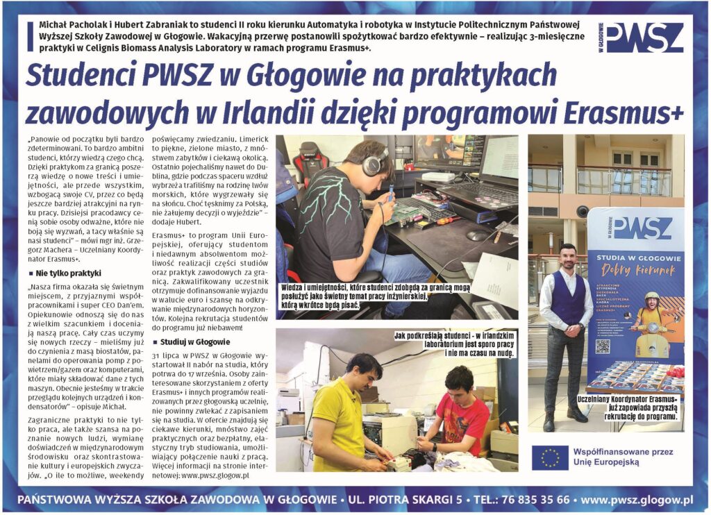 artykuł "Głos Głogowa" o studenckich praktykach w ramach Erasmus+