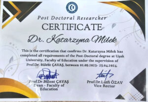 dr Katarzyna Miłek w Uşak University (Turcja)