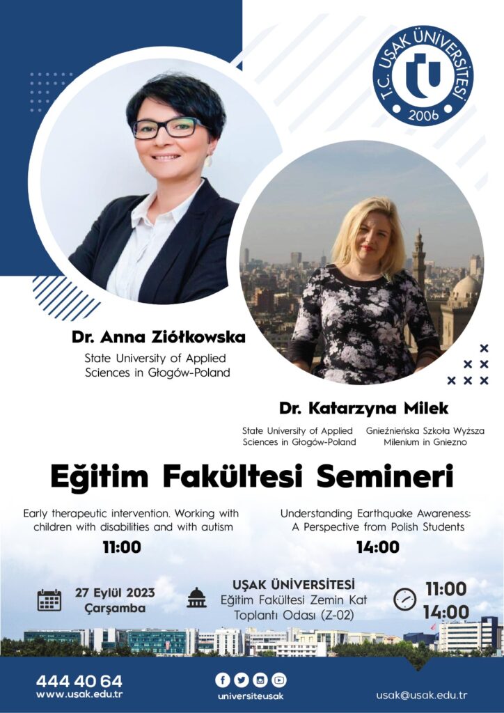 dr Anna Ziółkowska i dr Katarzyna Miłek w Usak University (plakat)